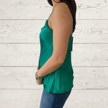 Satin V-Neck Blouse with Spaghetti Straps – Jolie – view 4