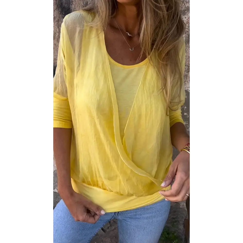 Solid Crewneck Blouse with Elbow Sleeves – Lilith – view 4