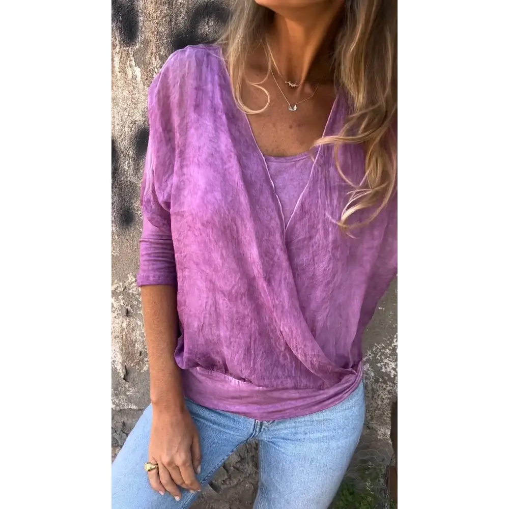 Solid Crewneck Blouse with Elbow Sleeves – Lilith – view 2