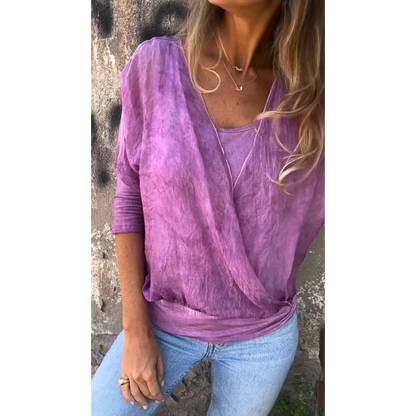 Solid Crewneck Blouse with Elbow Sleeves – Lilith – view 2