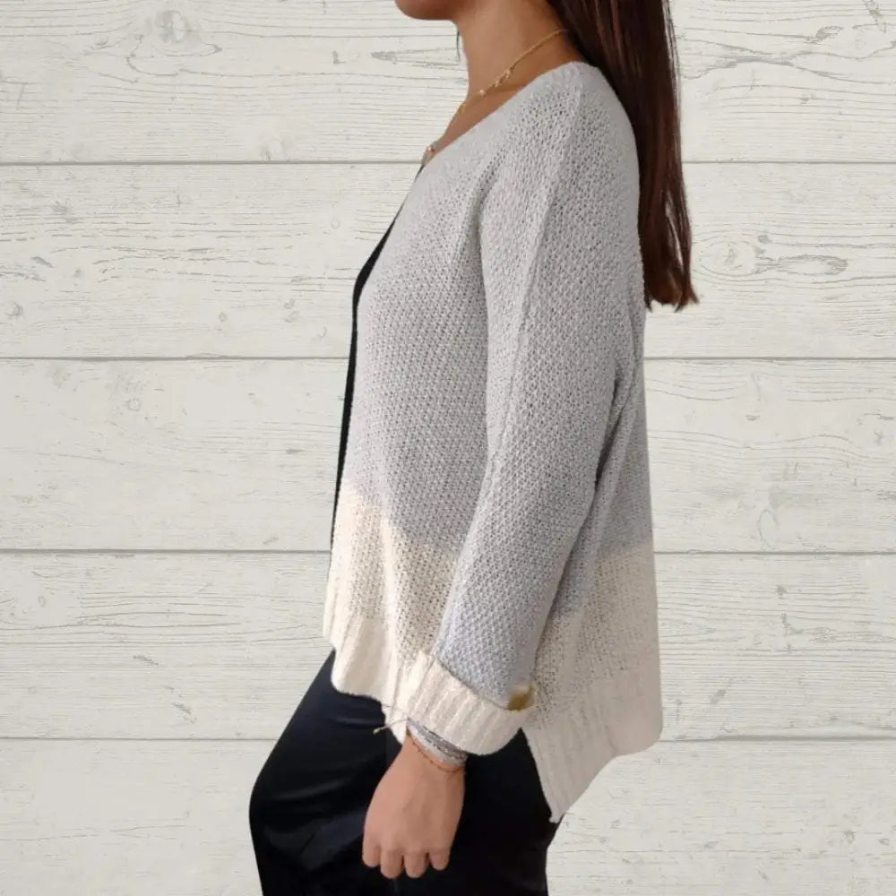 Casual Contrast Knit Crewneck Blouse – Diana – view 2