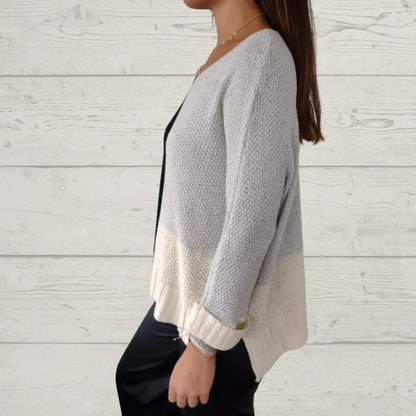 Casual Contrast Knit Crewneck Blouse – Diana – view 2