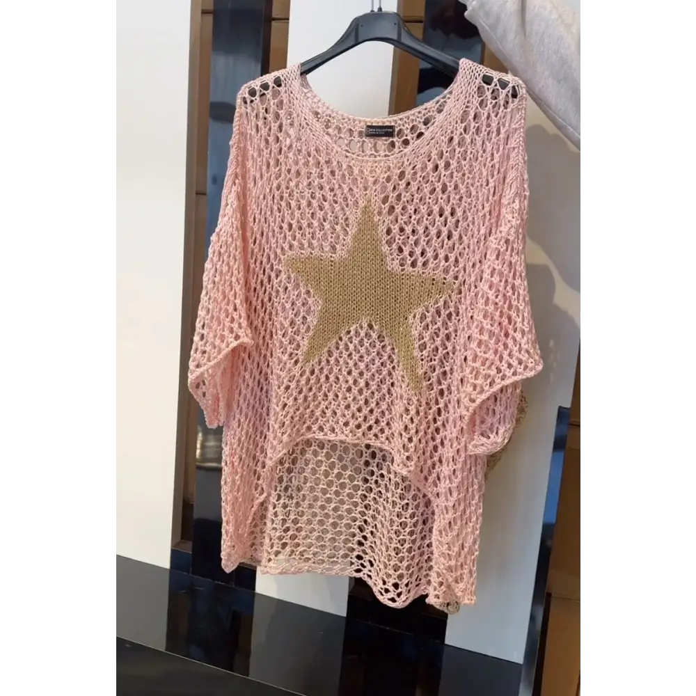 Star-Print Knit Blouse – Zelda – Pink