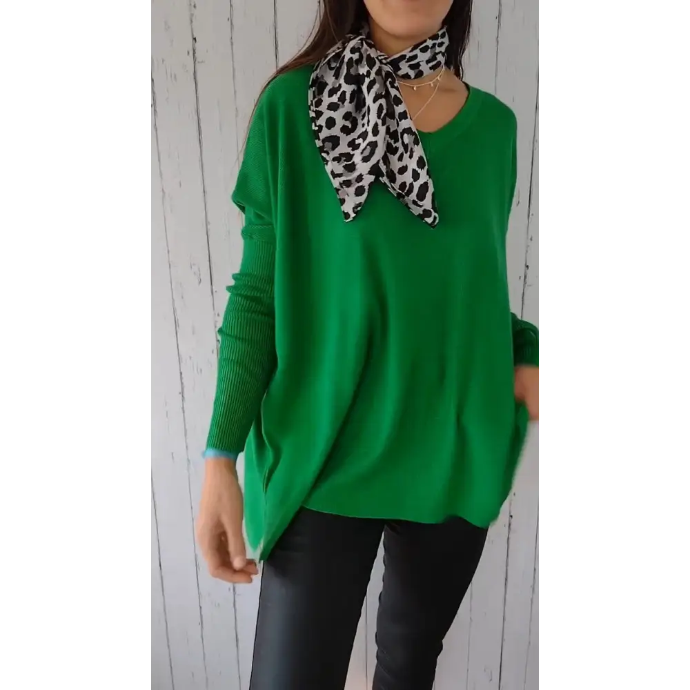 Knit Long-Sleeve V-Neck Blouse – Delia – view 2