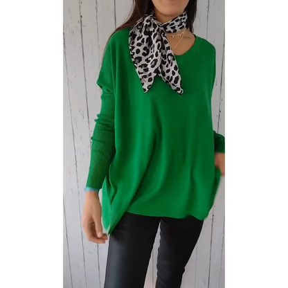 Knit Long-Sleeve V-Neck Blouse – Delia – view 2