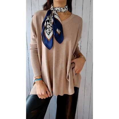 Knit Long-Sleeve V-Neck Blouse – Delia – view 6