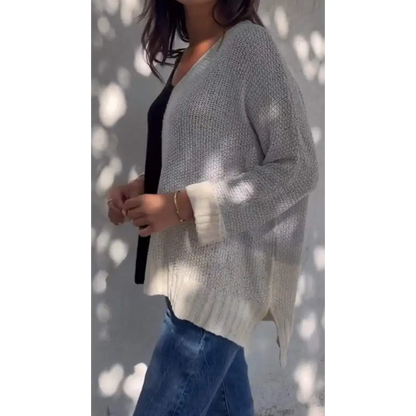 Women's Textured Knit Blouse in Contrast Colors – Marbella – view 2