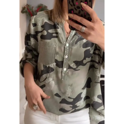 Printed V-Neck Blouse – Kassidy