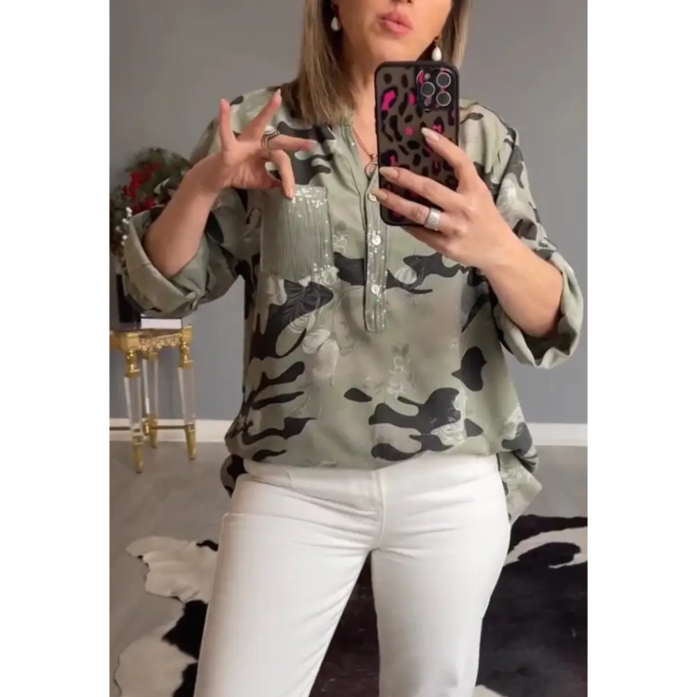 Printed V-Neck Blouse – Kassidy – view 2