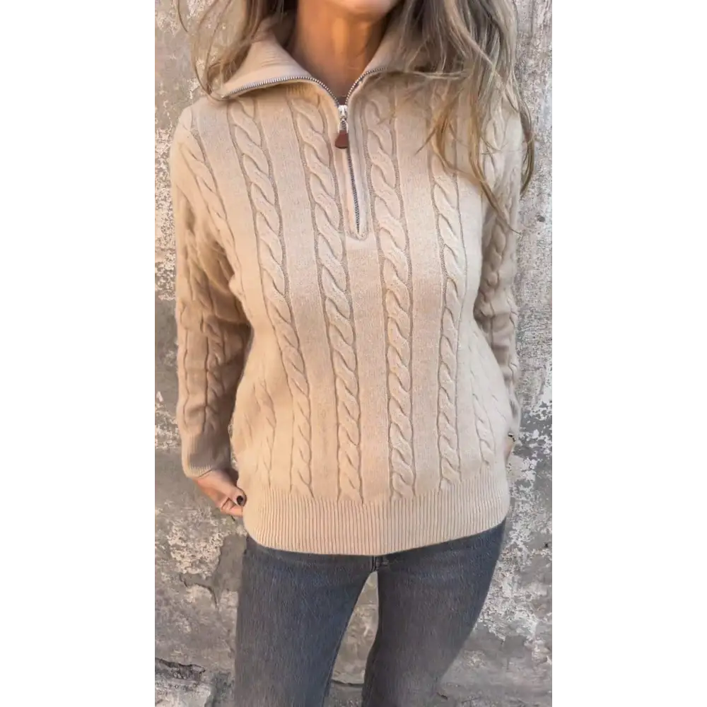 Women's Casual Half-Zip Lapel Blouse – Clementine – Apricot