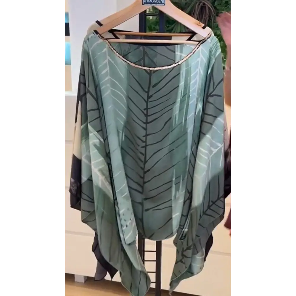 Women's Colorful Off-Shoulder Crewneck Blouse – Journey – Green
