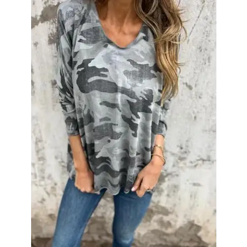 Women's Camo-Print Long-Sleeve Blouse – Ariadne – view 4