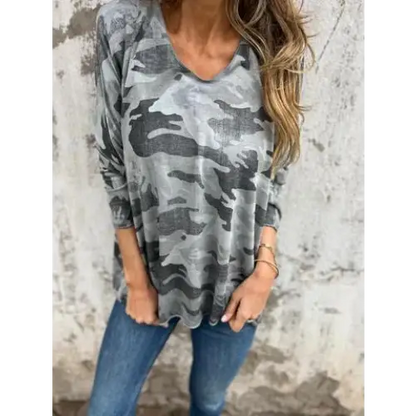 Women's Camo-Print Long-Sleeve Blouse – Ariadne – view 4