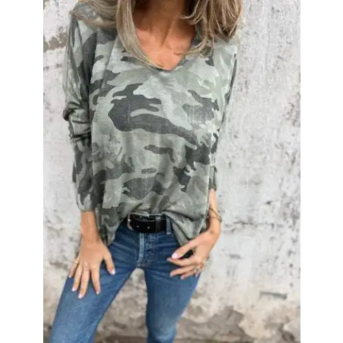 Women's Camo-Print Long-Sleeve Blouse – Ariadne – view 3