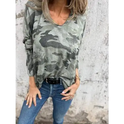 Women's Camo-Print Long-Sleeve Blouse – Ariadne – view 3