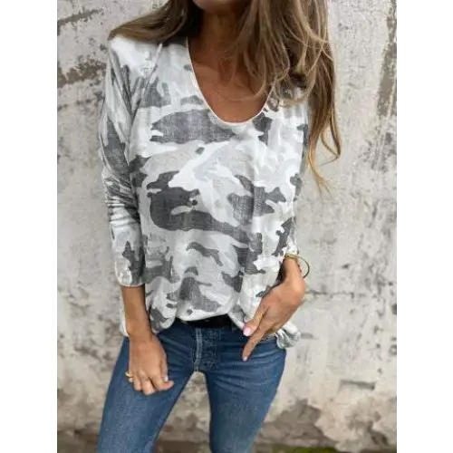 Women's Camo-Print Long-Sleeve Blouse – Ariadne – view 5