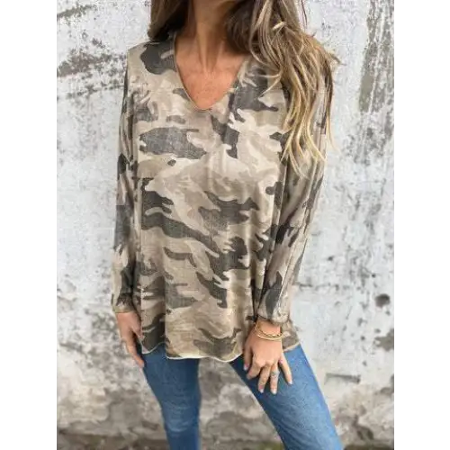 Women's Camo-Print Long-Sleeve Blouse – Ariadne – view 2