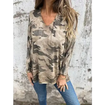 Women's Camo-Print Long-Sleeve Blouse – Ariadne – view 2