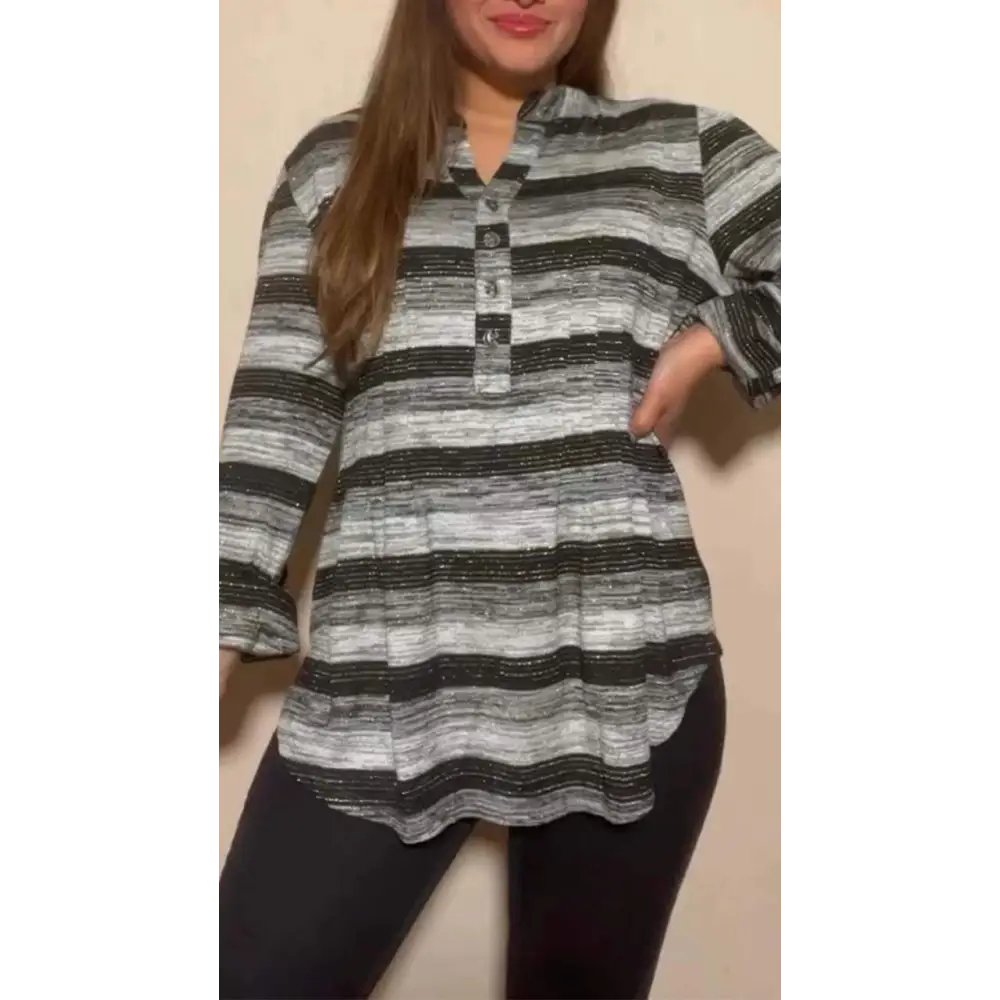 Women's Striped Long-Sleeve Blouse – Harper – Black