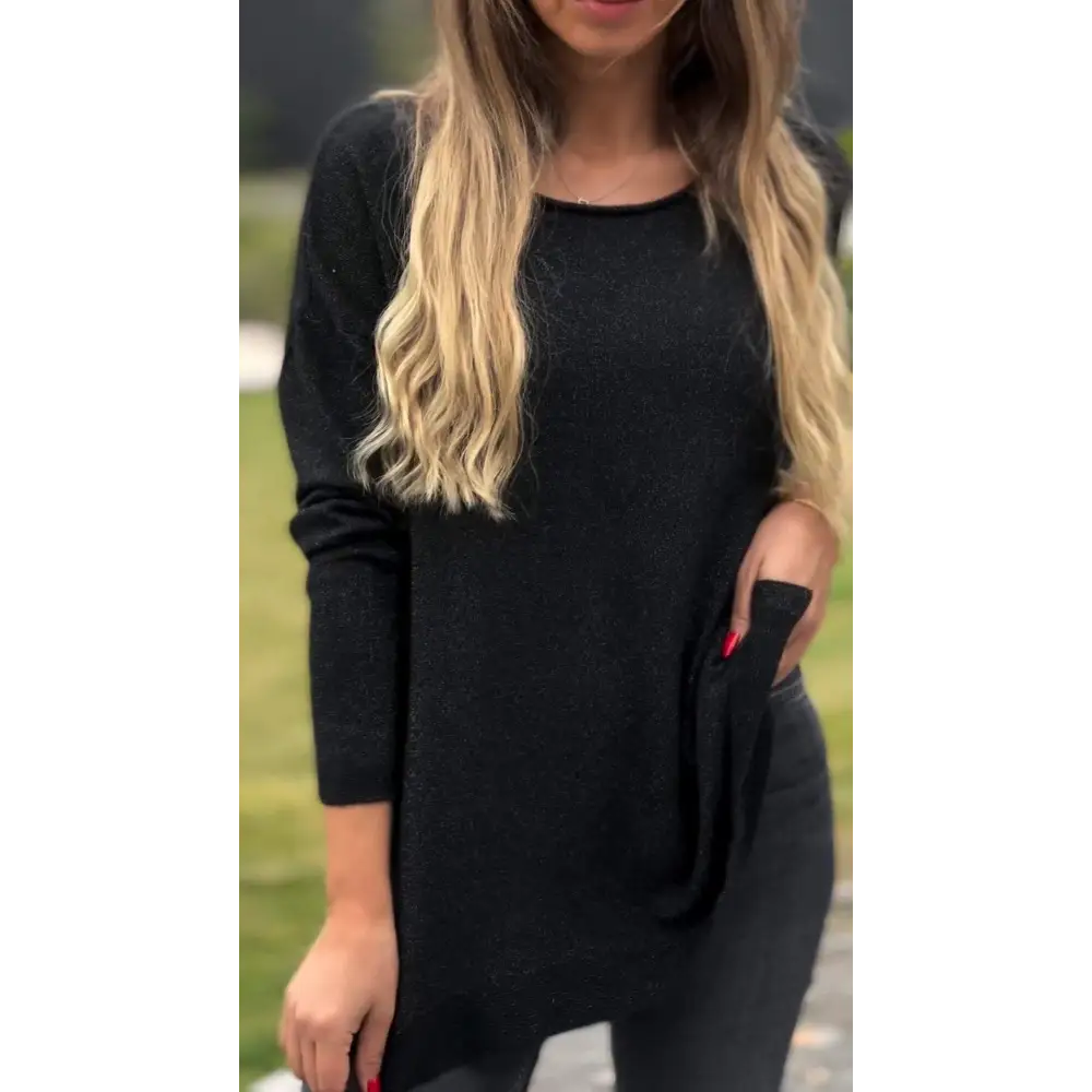 Women's Solid Long-Sleeve Crewneck Blouse – Yara – view 2