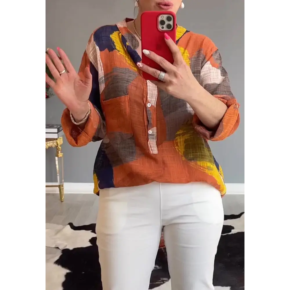 Floral V-Neck Blouse – Zenia