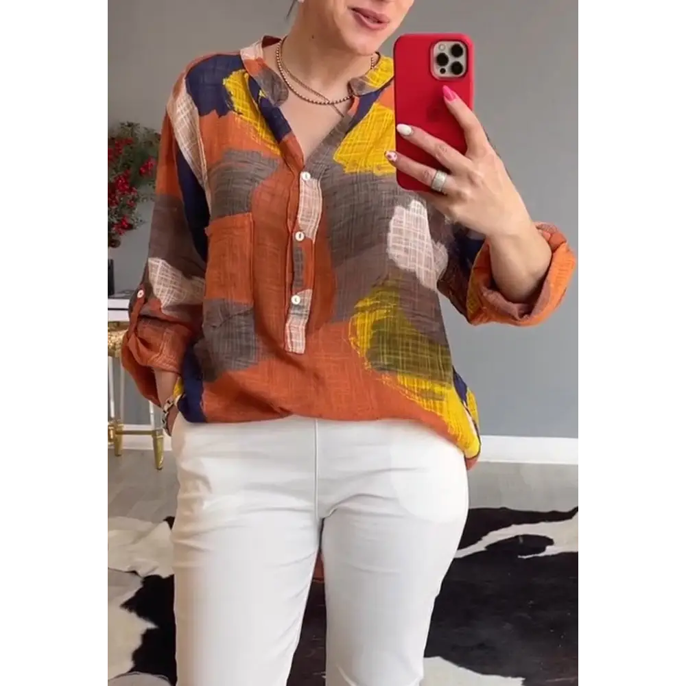 Floral V-Neck Blouse – Zenia – view 3