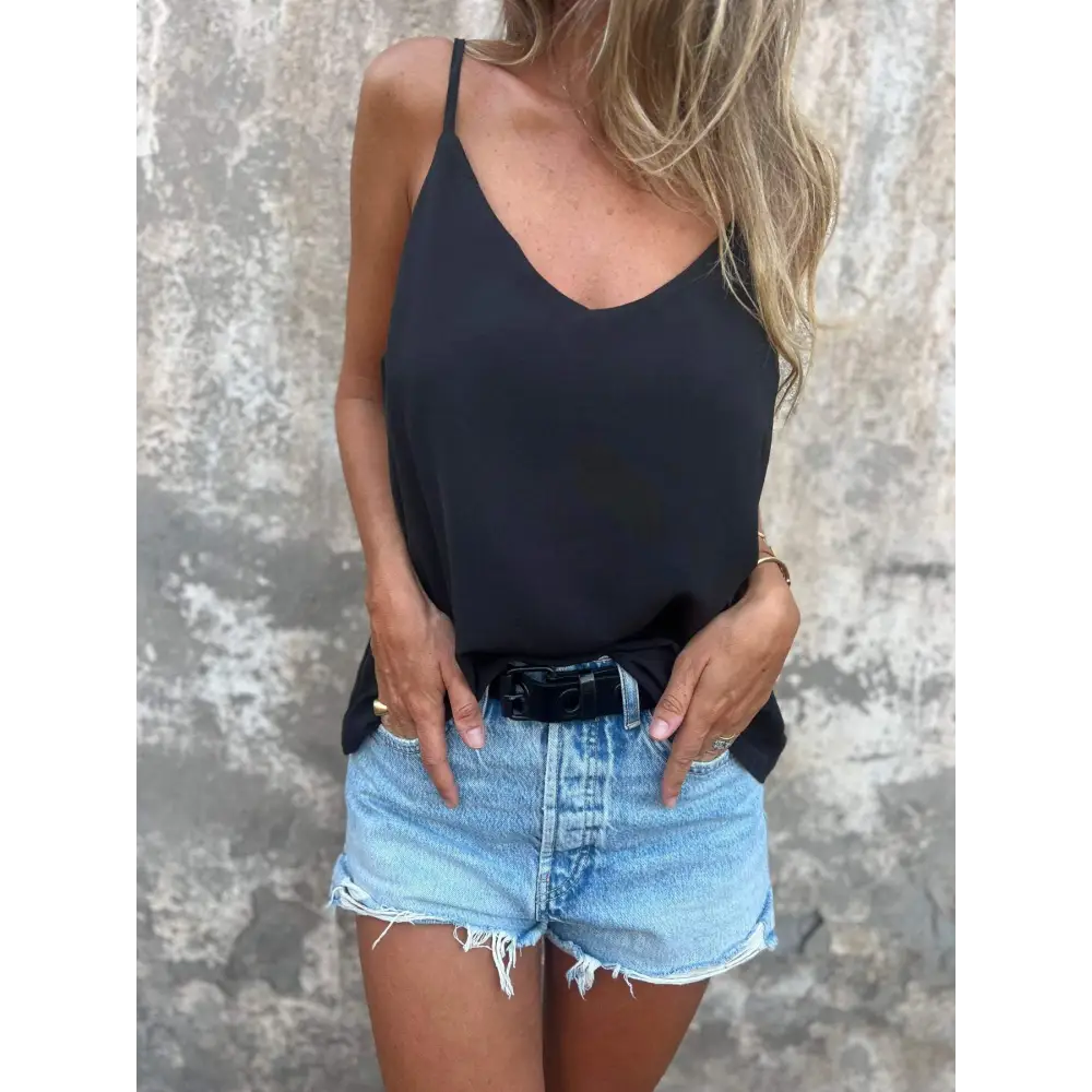 Solid V-Neck Halter Tank – Scarlett – view 4