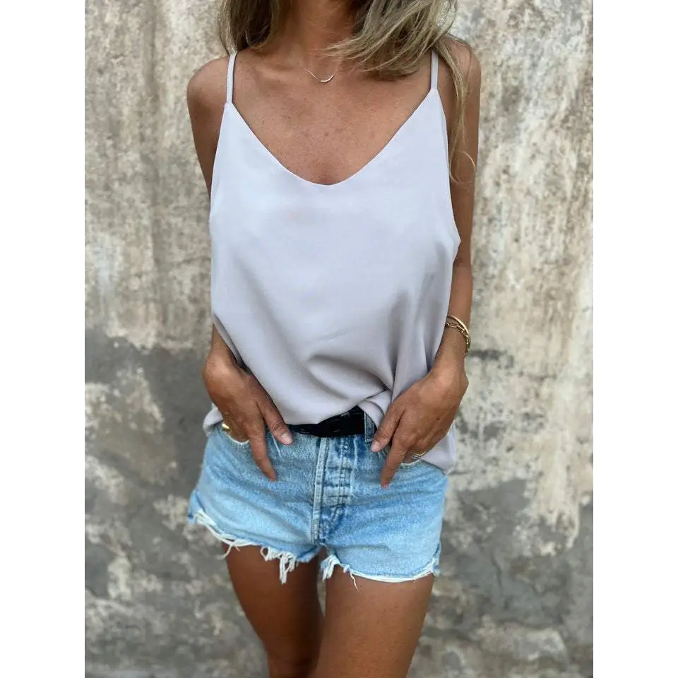 Solid V-Neck Halter Tank – Scarlett – view 6