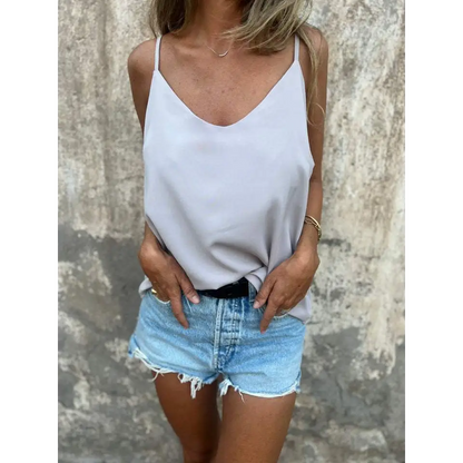 Solid V-Neck Halter Tank – Scarlett – view 6