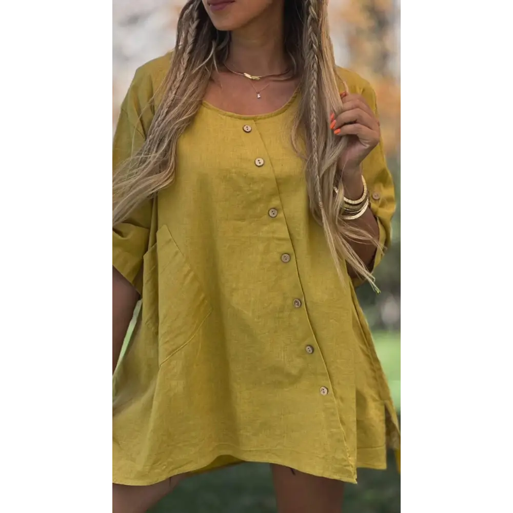 Asymmetric Button Blouse – Uma – view 2