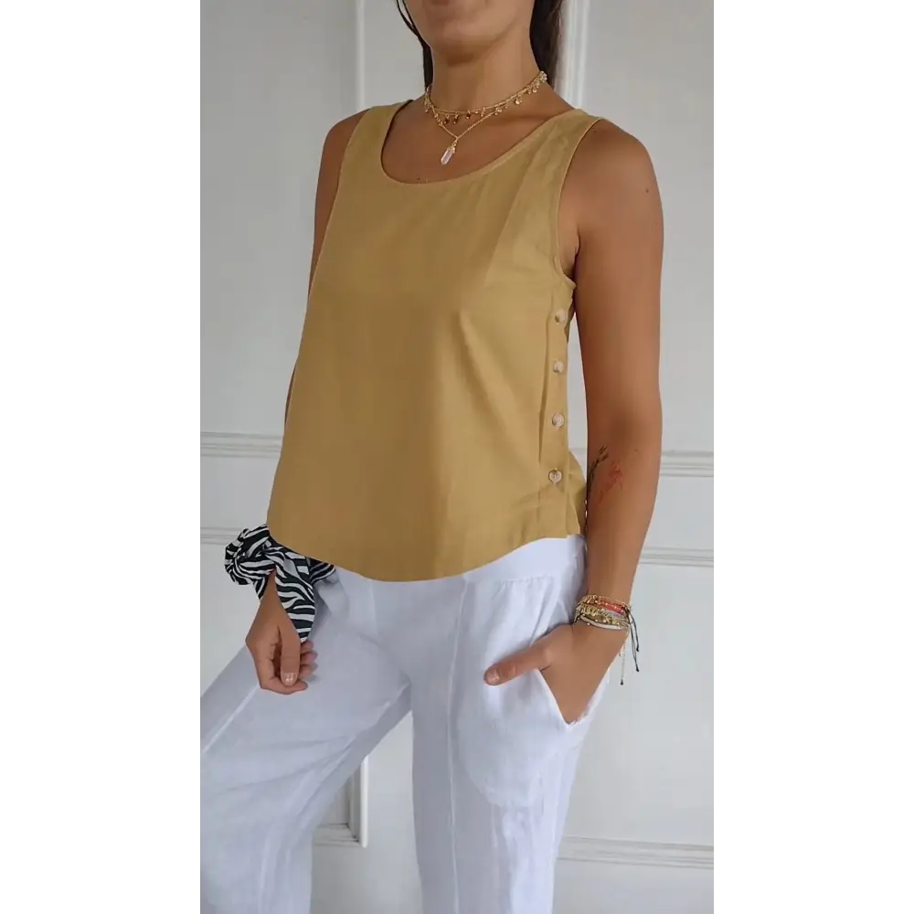Cotton-Linen Tank – Flavia – Yellow