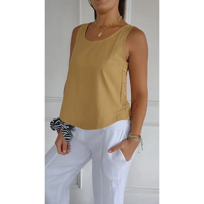 Cotton-Linen Tank – Flavia – Yellow
