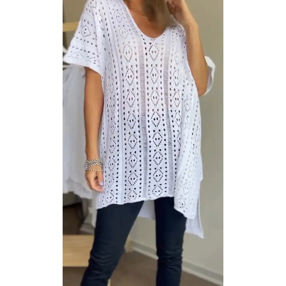 Cutout V-Neck Blouse – Liana