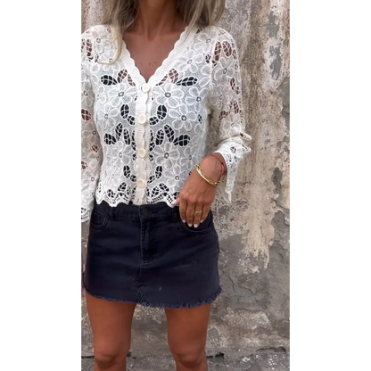 Cutout V-Neck Blouse – Evangeline