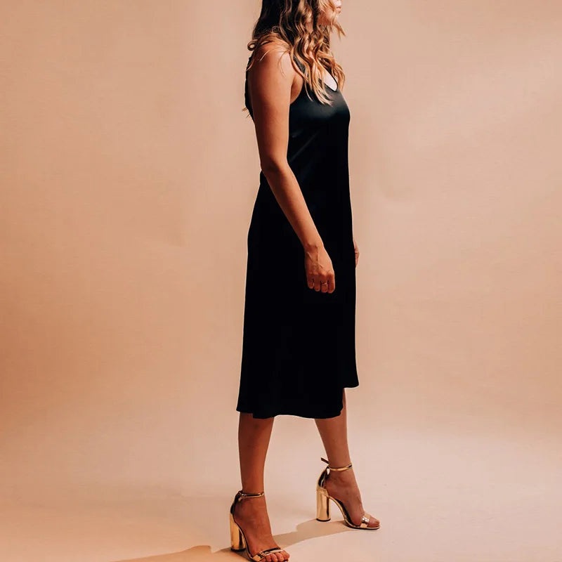 Satin Spaghetti-Strap Dress – Dina – view 4
