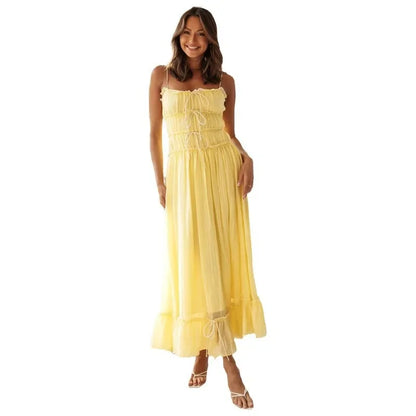 Ruffled Spaghetti-Strap Dress – Kira – Yellow