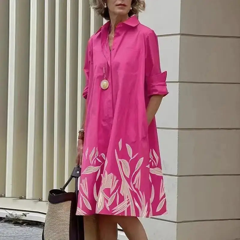 Women's Dress with Pockets – Lareta – Pink