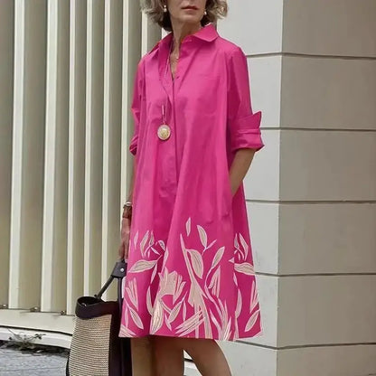 Women's Dress with Pockets – Lareta – Pink