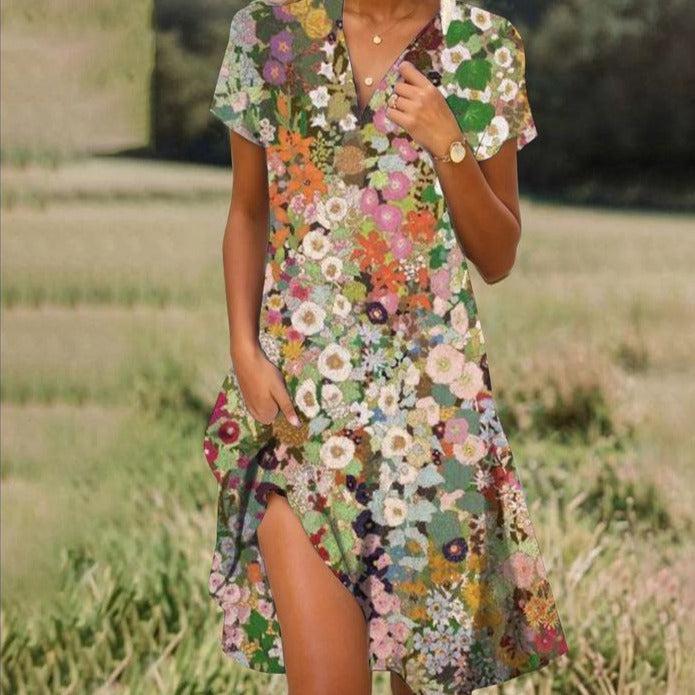 Printed V-Neck Dress – Florence – Floral