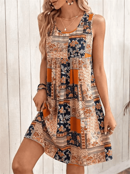 Women's Printed Dress – Adeline – Orange