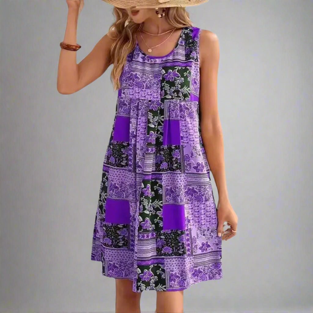 Women's Printed Dress – Adeline – Purple