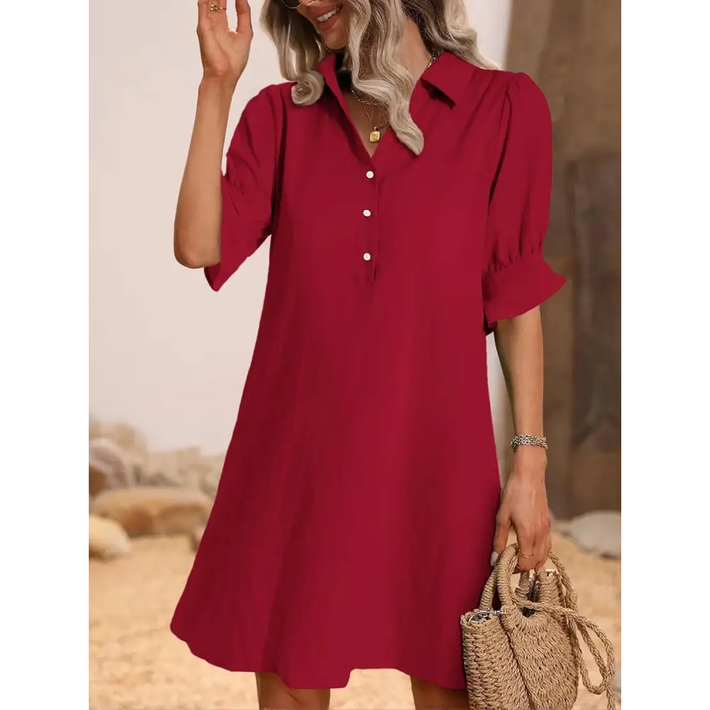 Women's Ruffled Dress – Dalia – Red