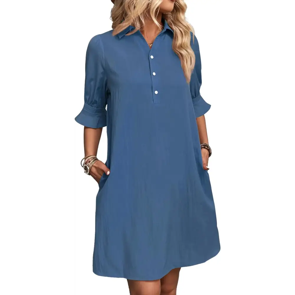 Women's Ruffled Dress – Dalia – Blue