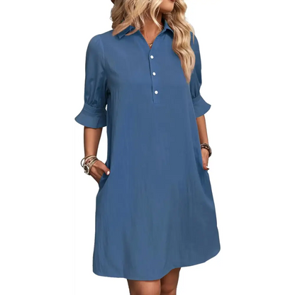 Women's Ruffled Dress – Dalia – Blue