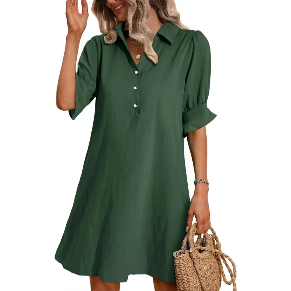 Women's Ruffled Dress – Dalia – Army Green