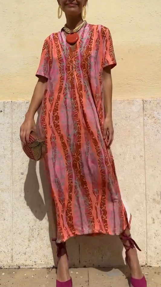 Women's Printed V-Neck Dress – Philippa – Printed