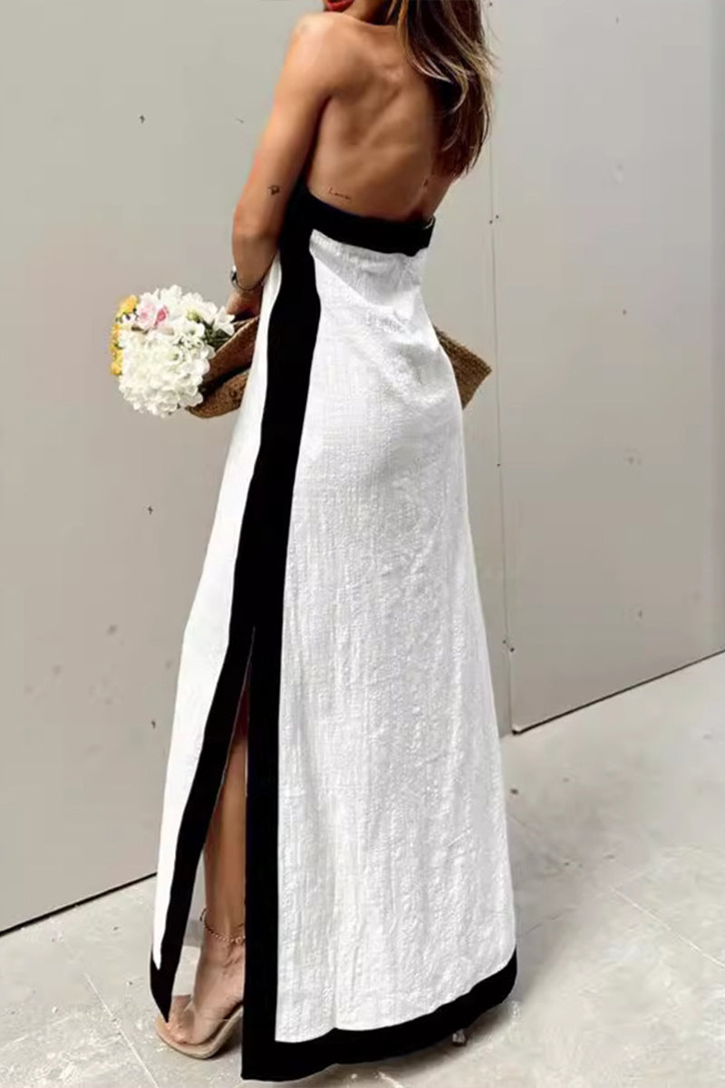 Women's V-Neck Dress with Slit – Gilda – view 2