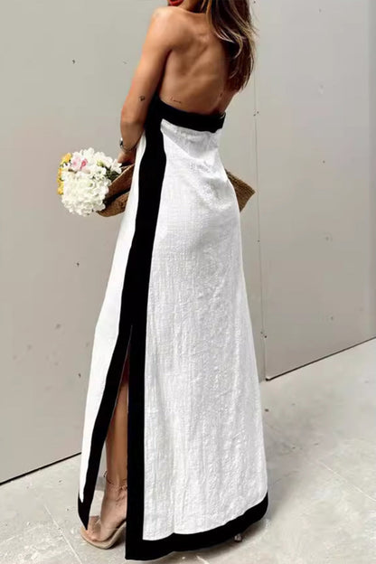 Women's V-Neck Dress with Slit – Gilda – view 2