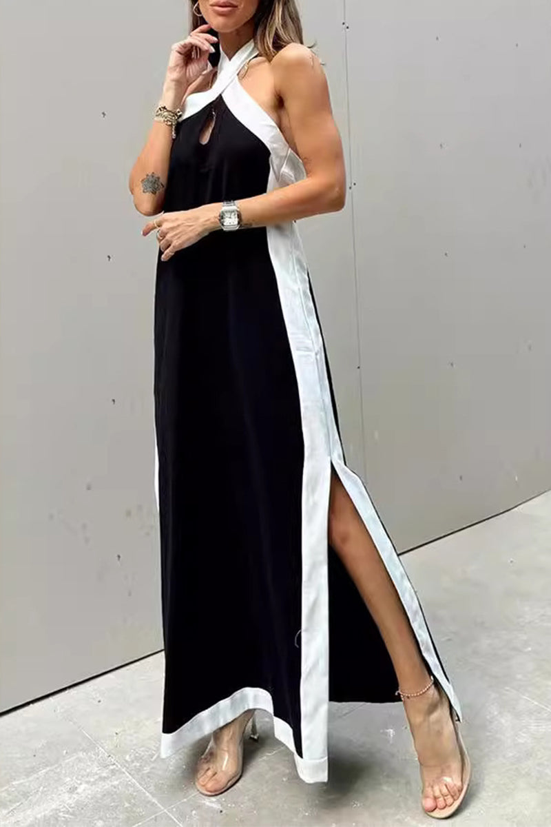 Women's V-Neck Dress with Slit – Gilda – view 3