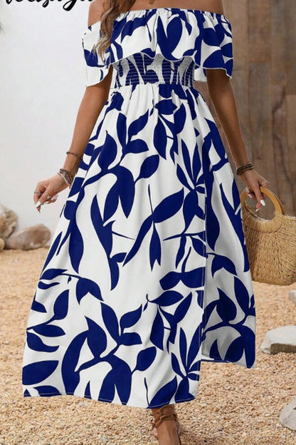 Women's Strapless Dress with Slit – Audrey – Blue